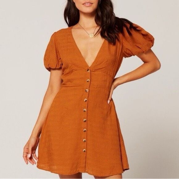 NWT L*Space Sabrina Hazelnut Mini Boho Summer Dress Women's Large - Picture 1 of 10